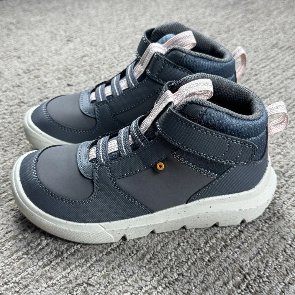 Bogs Youth Girls 12 Skyline Kicker Tall Sneaker Hook & Loop High Top Boot Grey